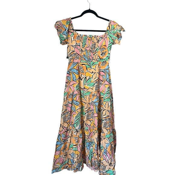 ASTR The Label Saveria Tropical Papaya Off the Shoulder Maxi Dress S - Picture 3 of 12